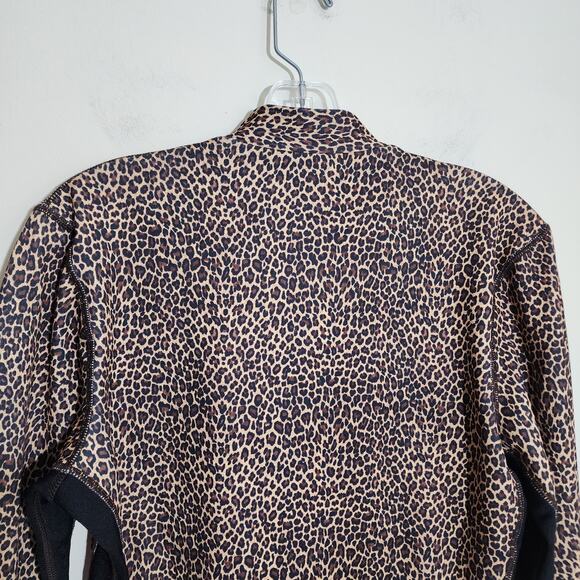 Hot Chillys 1/4 zip cheetah print color block under sleeves shirt woman's size L - Picture 11 of 15
